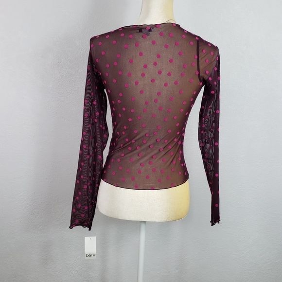 Bar lll Sheer Mesh Polka Top XXS Purple Pink - Picture 4 of 7